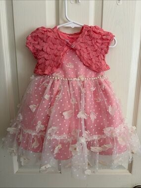 Blueberi Boulevard Pink Floral Tulle Party Dress with Bolero